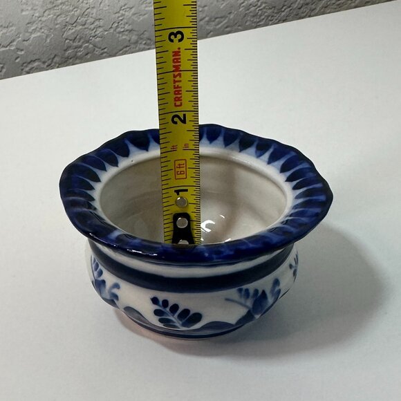GZHEL Style Blue/White Ceramic Mini Bowl Handmade Russian Decor 3" x 1.75" EUC - Picture 10 of 12